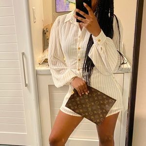 White/Tan Chiffon Romper